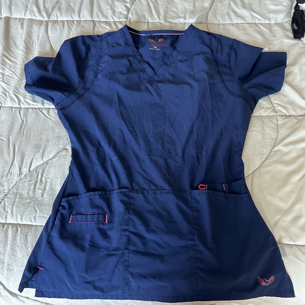 Smitten navy scrub top